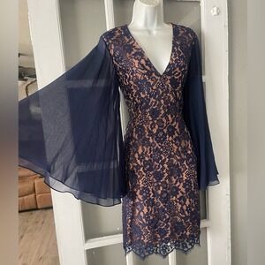 New Michael Kors Collection Navy Lace Dress Made in Italy